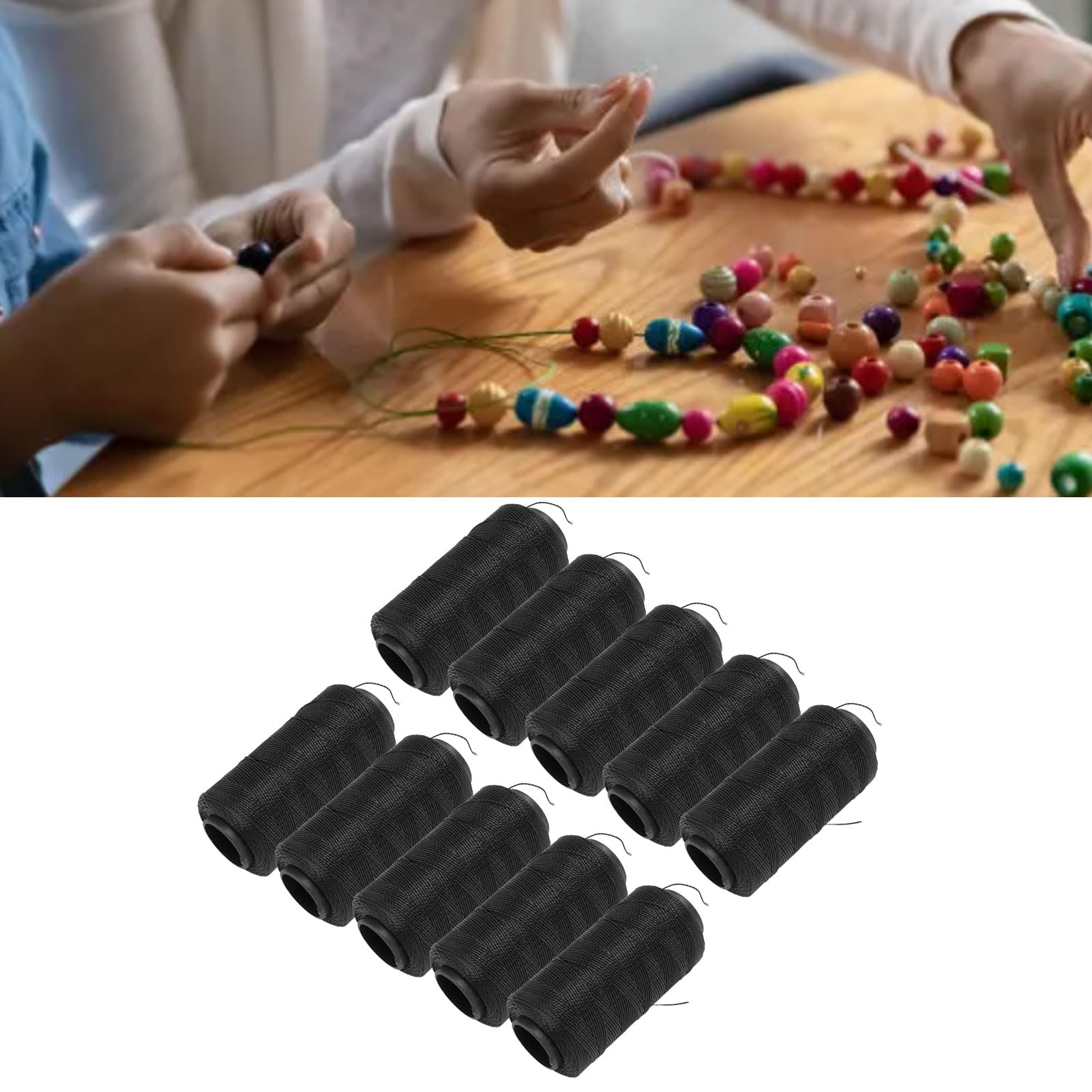 Hilo elástico negro de nailon de alta resistencia, 10 Uds. Para coser, bordar y acolchar