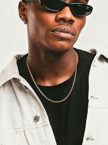 Miniatura 2 de ChainsPro Cadenas de eslabones cubanos de acero inoxidable para hombre, chapado en platanegrooro, collar de cadena cubana de Miami de