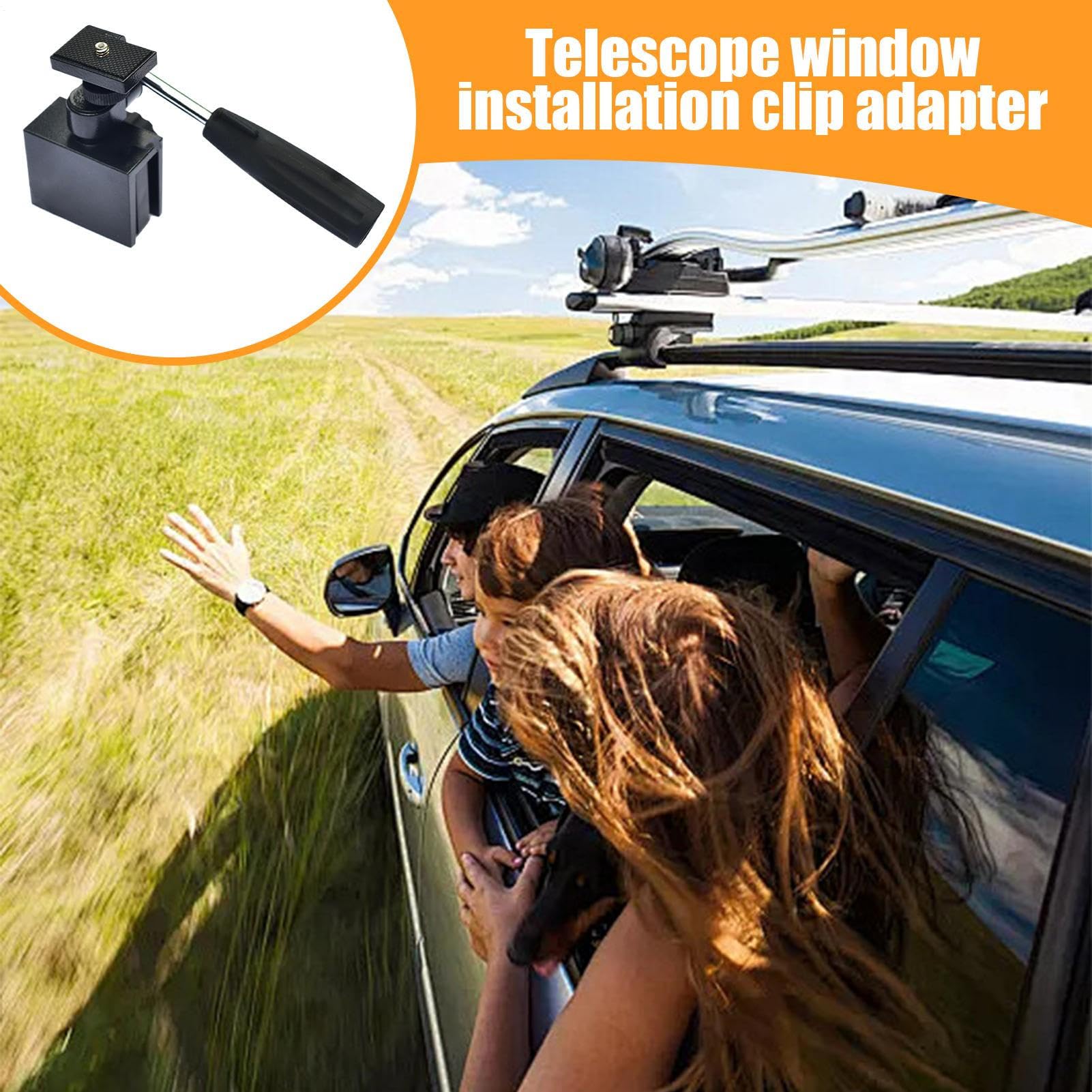 Generico Soporte para ventanas de coche – Clip 'adaptador de metal para spotting de ámbitos y cámaras | Conexión de cable de 1/4 "ajustable para ventana del vehículo, estable para telescopio, binocul