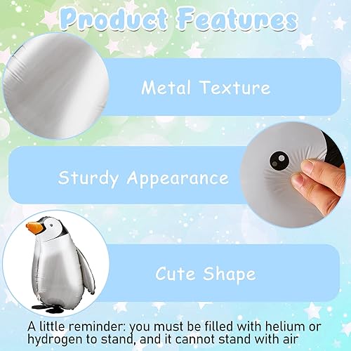 Miniatura 3 de Aoriher 9 globos de pingüino lindo globo de aluminio para fiesta temática de cumpleaños, boda, baby shower (20.4 pulgadas, estilo pingüino)