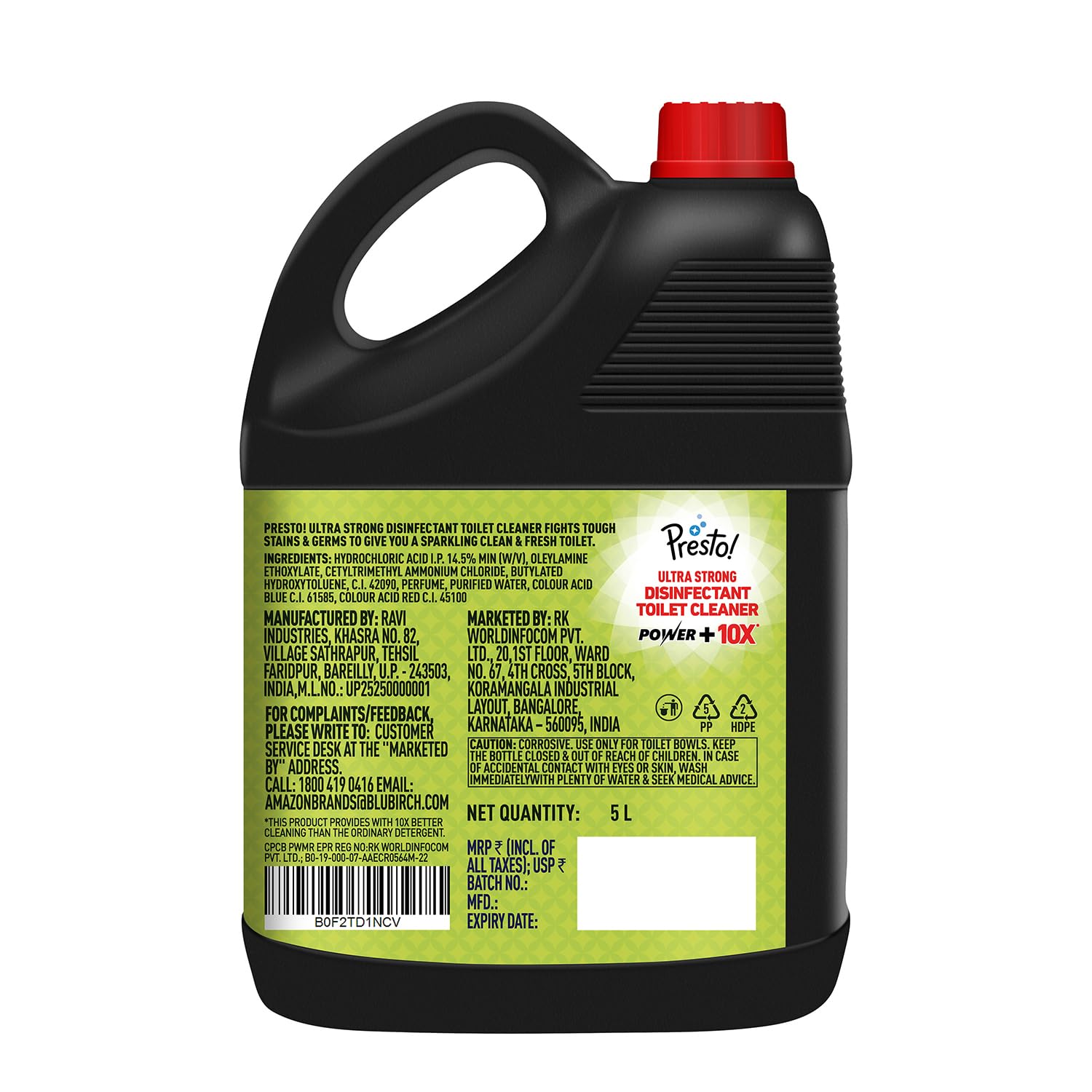 Amazon Brand - Presto! Ultra Strong Disinfectant Toilet Cleaner 5L | Citrus - Image 8 thumbnail