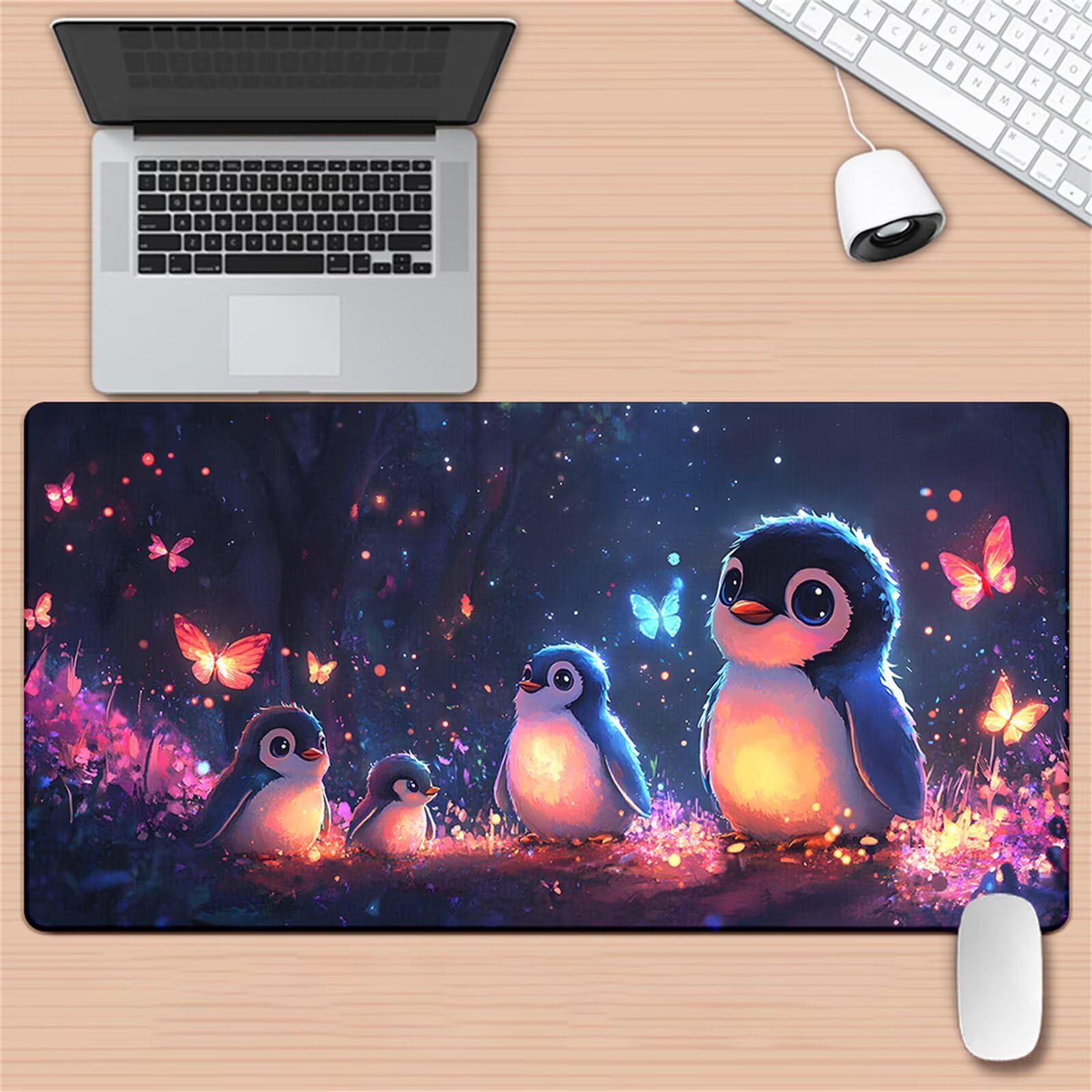 Tappetino Mouse da Gioco 1200x600x2mm, Simpatico Pinguino Mouse Pad XXL ad Alta Precisione e Velocità, Base in Gomma Antiscivolo Ultra-Grip, Tappetino per Scrivania Tastiera e PC