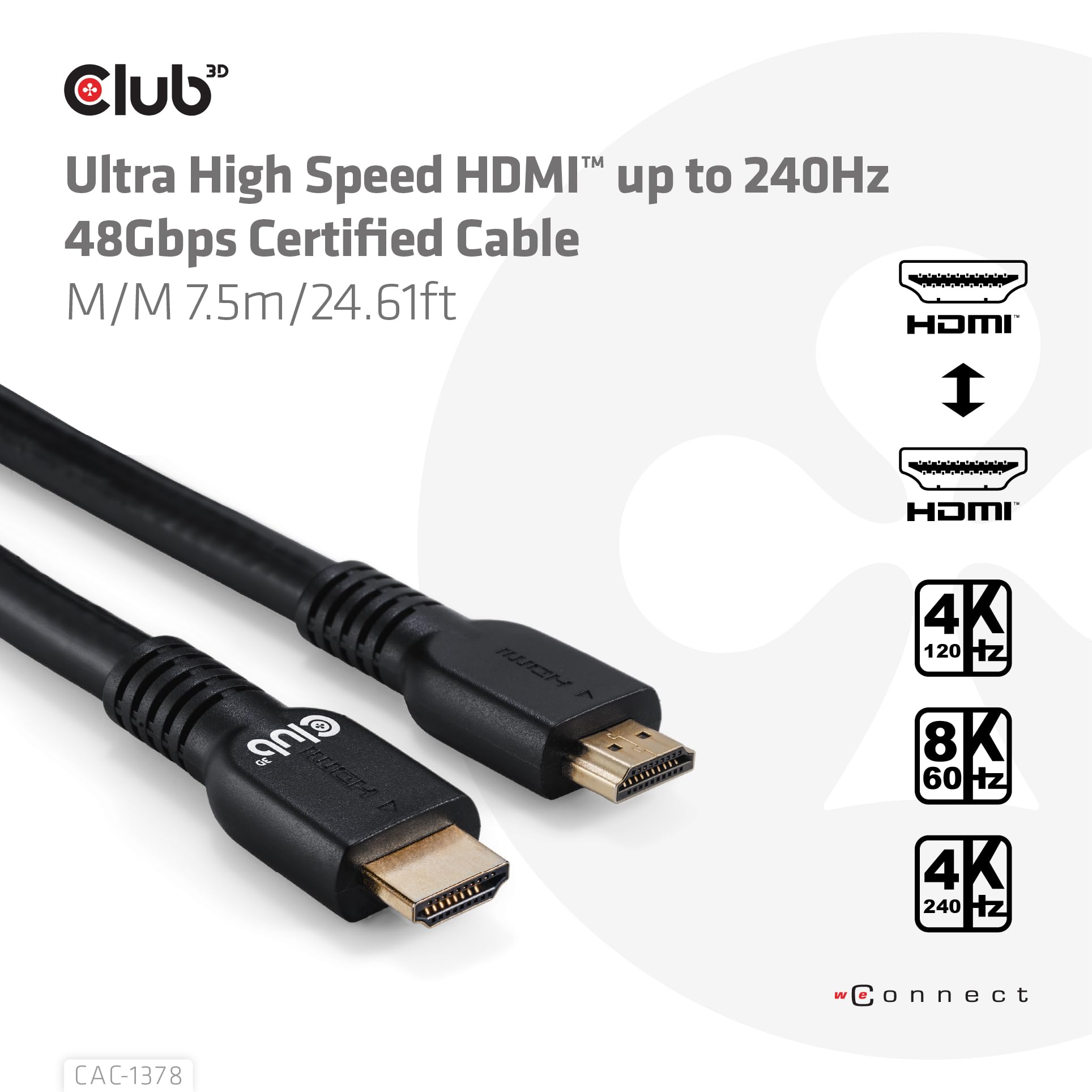 Amazon.co.jp: Club3D HDMI 2.1 4K120Hz 8K60Hz 48Gbps Male/Male 7m
