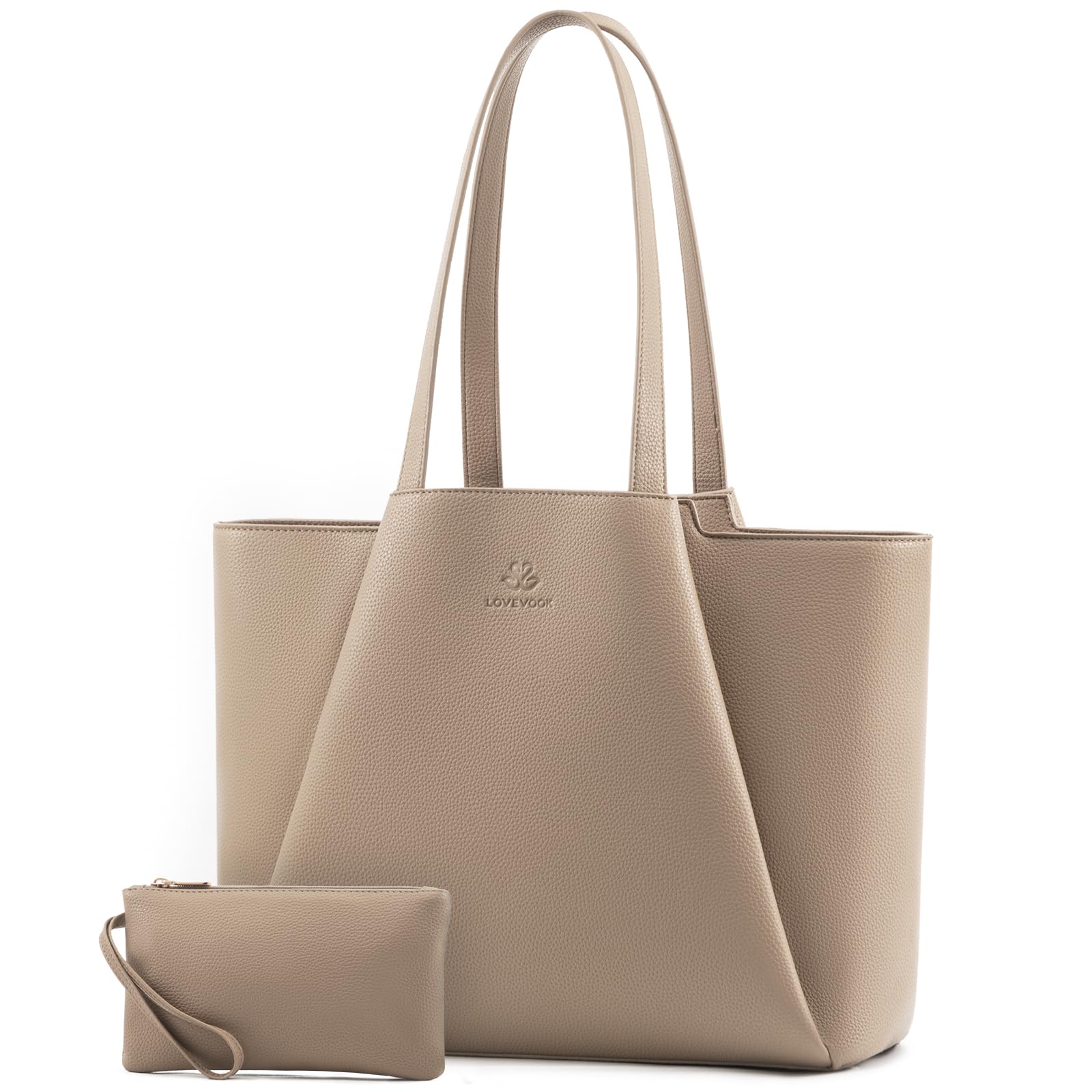 LOVEVOOK Handtasche Damen 17,3 Zoll Laptoptasche, Shopper Tasche Leder Tote Bag Women Aktentasche Lehrertasche mit Laptopfach, Wasserdicht Schultertaschen Umhängetasche für Lehrertasche Büro Schule