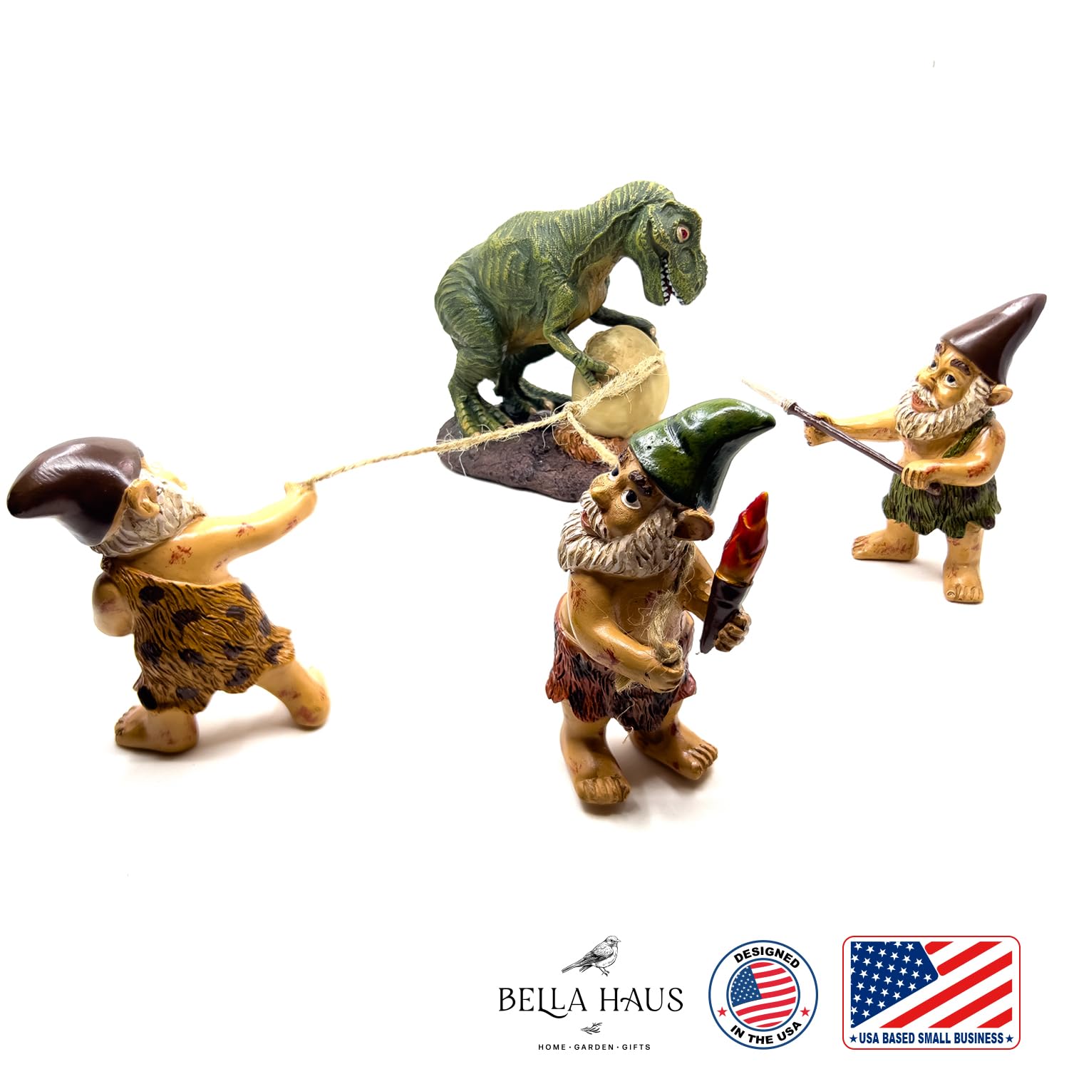 Amazon.com : BELLA HAUS DESIGN Caveman Gnome Tyrannosaurus Rex Egg