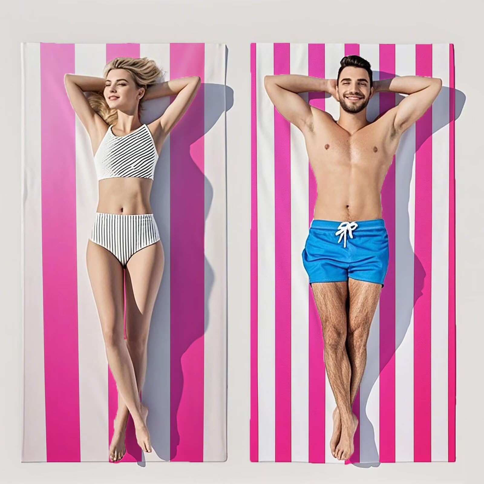 Ręczniki z mikrofibry w paski, duży ręcznik plażowy, 100 x 180 cm, ręcznik sportowy, szybkoschnący, chłonny, ręcznik plażowy, mata plażowa, koc piknikowy na podróż, kemping, do wakacji M-793