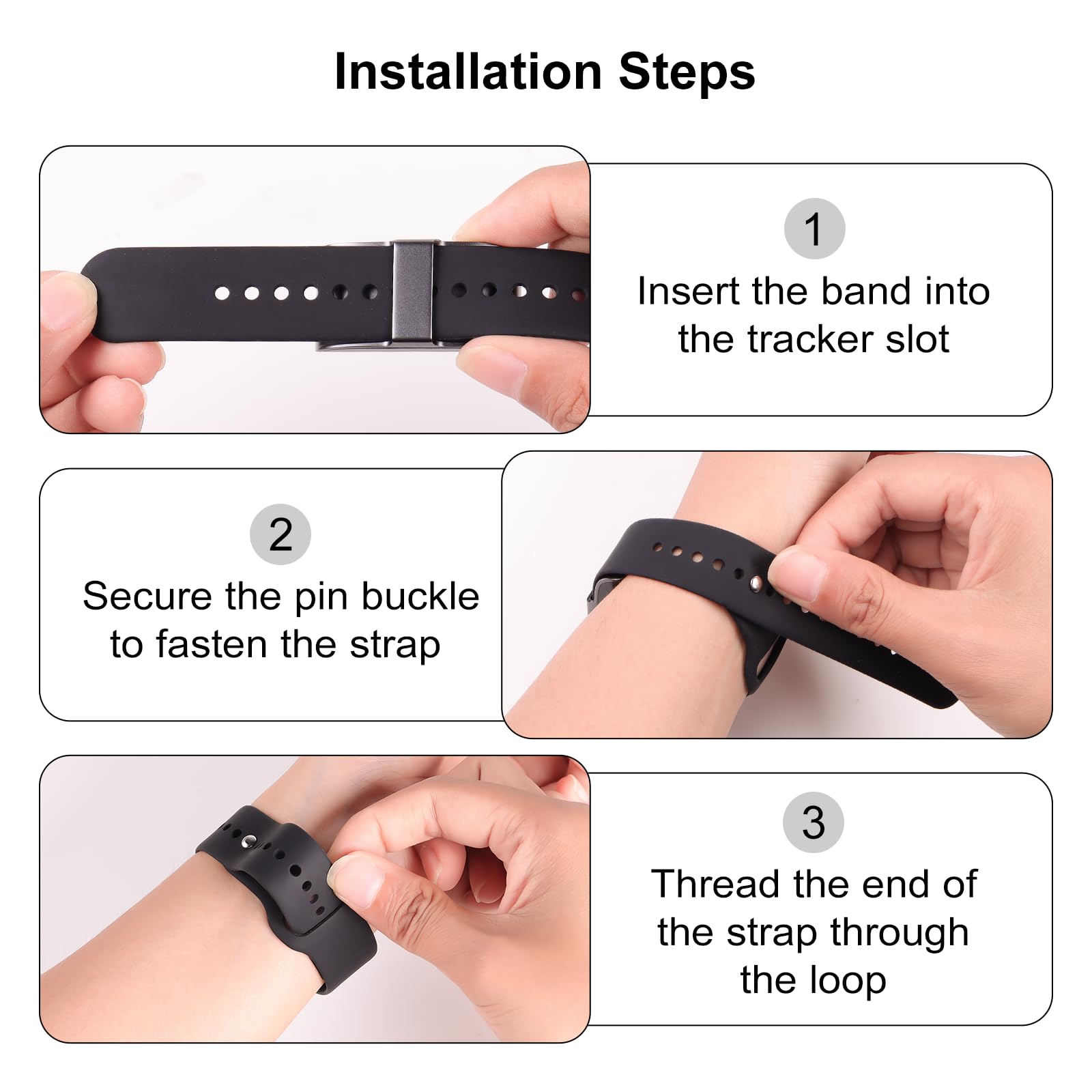 Hexasider Replacement Silicone Strap Compatible with Hume Band, Soft Adjustable Wrist Bands for Hume Band Replacement Strap, Breathable Sport Wristbands Fitness Tracker Women Men — view 4