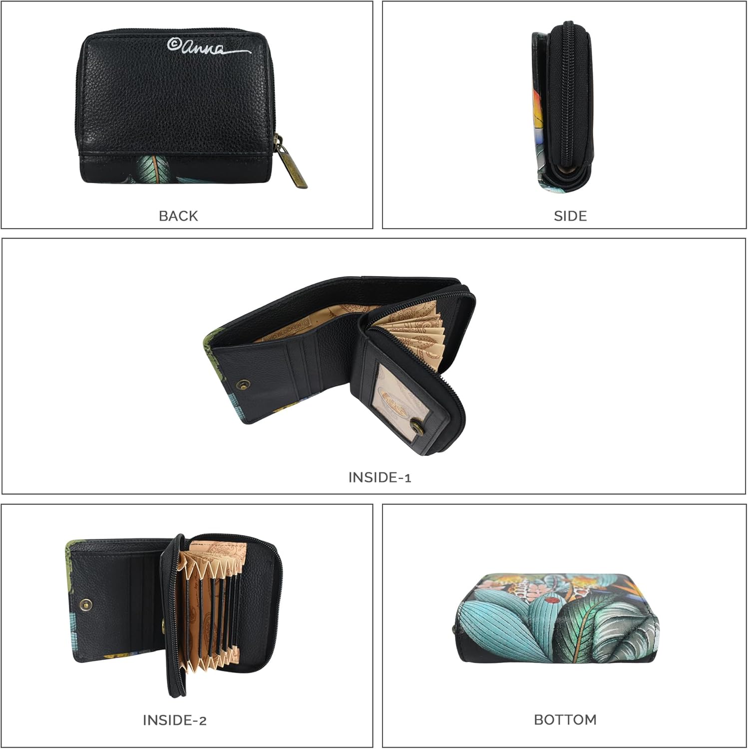 Anna by Anuschka Women’s Hand-Painted Original Leather RFID Double Compartment Wallet - Image 3