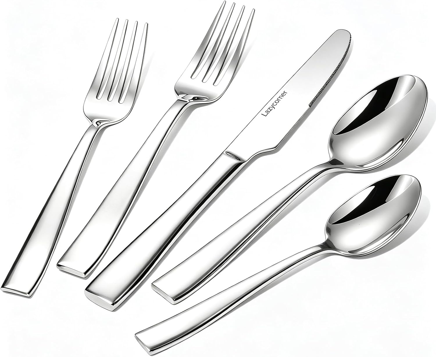Silverware Set for 8, 40-Piece Premium Stainless Steel Flatware Set, Heavy Duty Cutlery Set with Modern Square Handle, Mirror Polished, Dishwasher Safe, Gift for Wedding Housewarming
