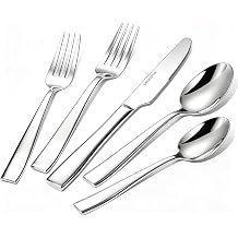 Silverware Set for 4, 20-Piece Premium Stainless Steel Flatware Set, Heavy Duty Cutlery Set with Modern Square Handle, Mirror Polished, Dishwasher Safe, Gift for Wedding Housewarming