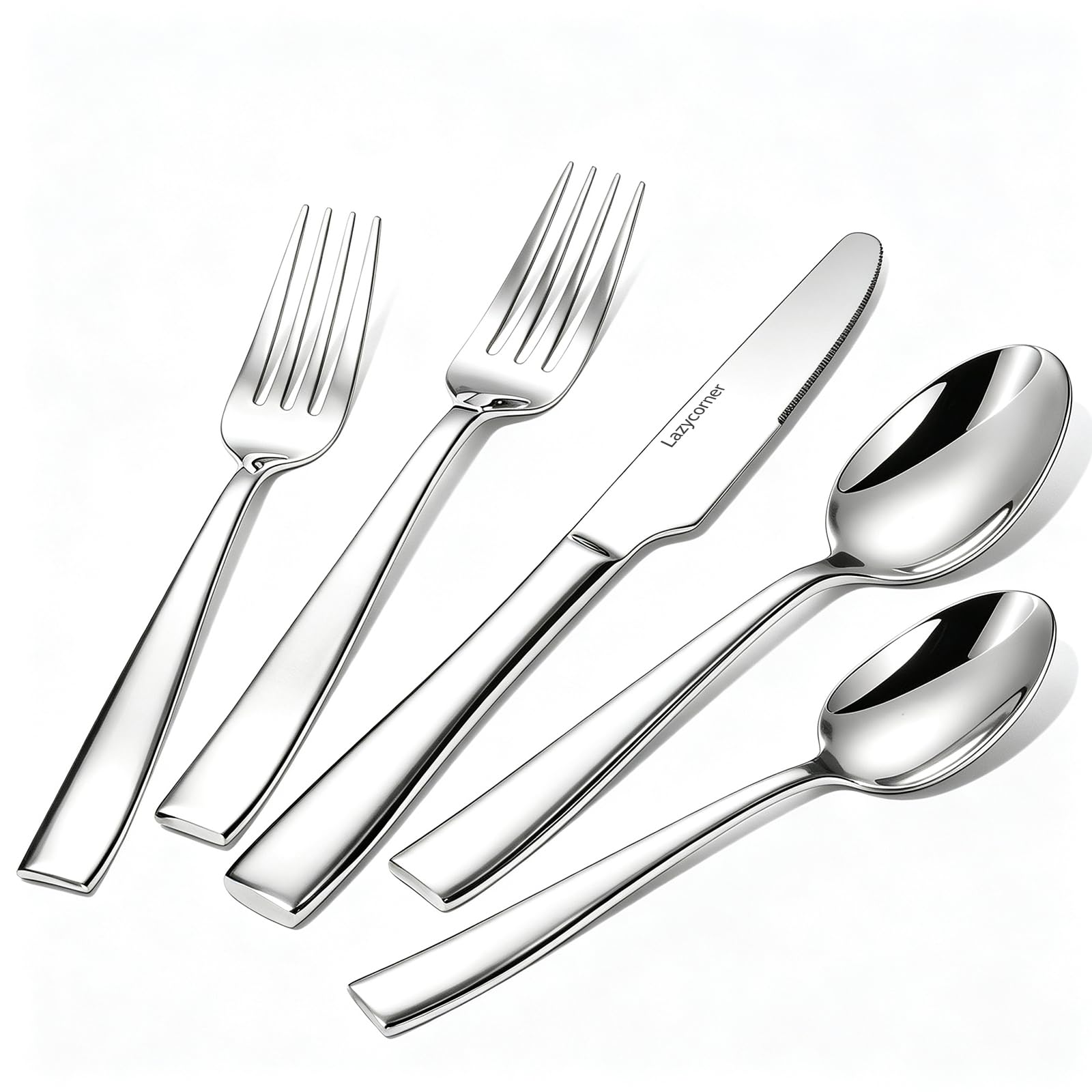 Silverware Set for 8, 40-Piece Premium Stainless Steel Flatware Set, Heavy Duty Cutlery Set with Modern Square Handle, Mirror Polished, Dishwasher Safe, Gift for Wedding Housewarming