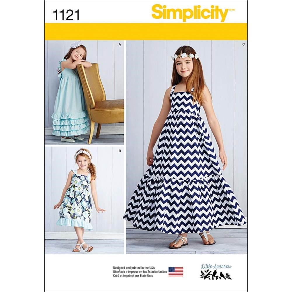 Amazon.com: Simplicity 1121 Pull Over Maxi Dress Sewing Pattern for Girls,  Sizes 3-6 : Arts, Crafts & Sewing