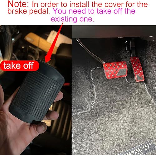 Miniatura 6 de TDOFYH Funda para pedal de coche para Jeep Grand Cherokee Dodge Durango 2011-2024 2025 Aleación de aluminio Sin perforación Fundas de pedal de freno