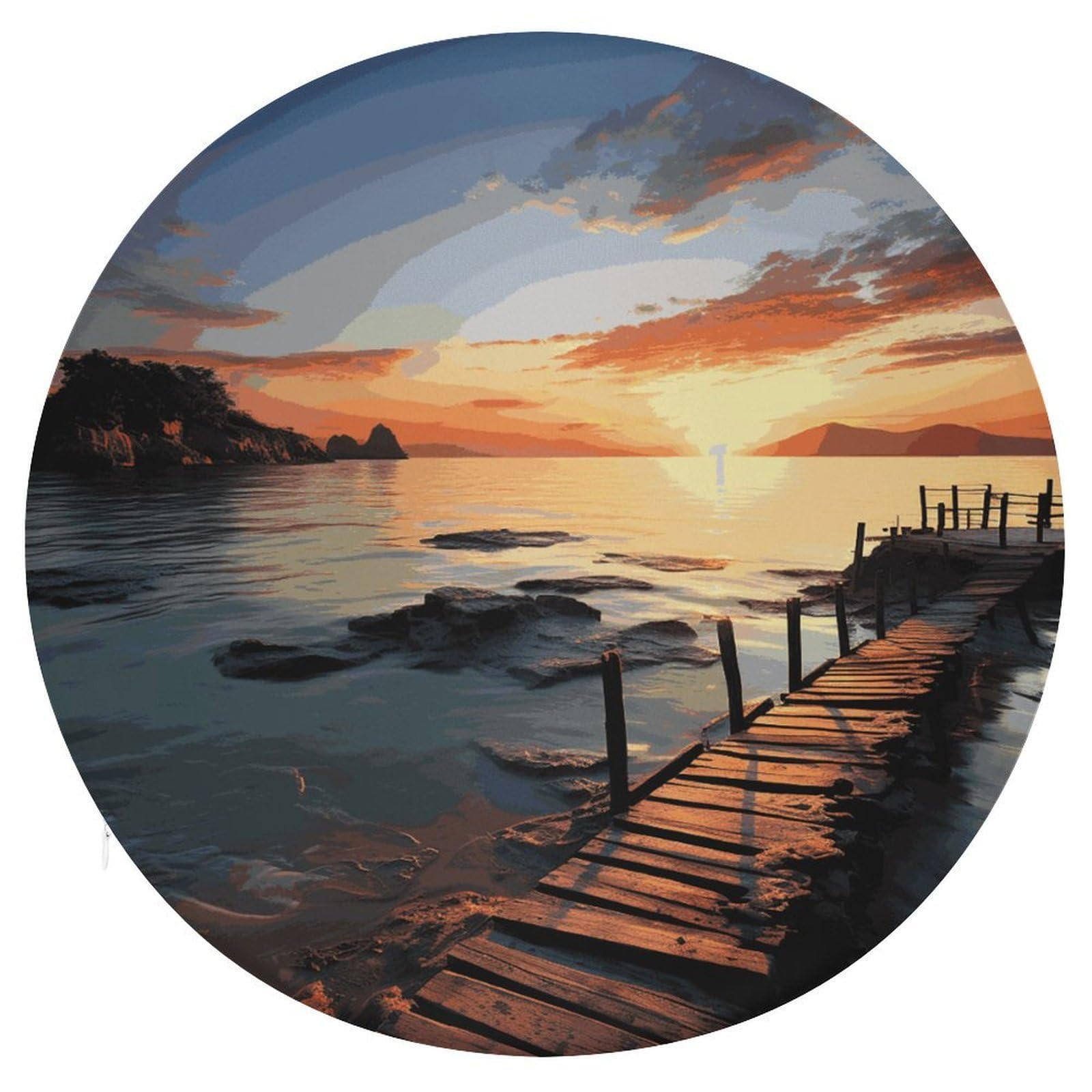 Adfgyerh Style Seascape Sunset Ocean Beach Cushion Memory Foam Pillow Core，Seat Cushion Detachable Design，Chair Cushions Suitable For All Seasons, And Can Be Used In Offices, Dining Rooms, Homes, And Other Settings