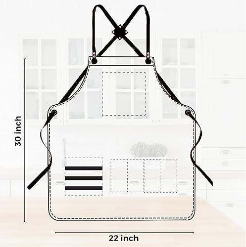 Miniatura 5 de TBP Delantal de peluquero profesional con 8 bolsillos de cuero impermeables, resistente de alta calidad, ideal para estilistas, cocina, chef