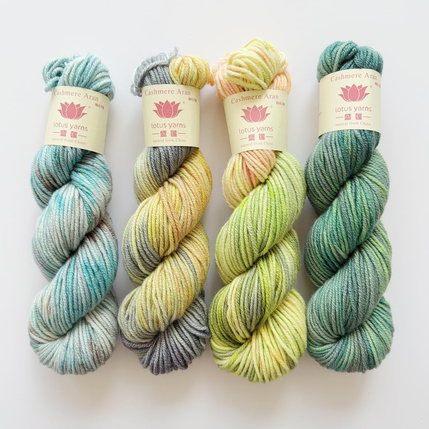 Lotus Handpainted 100% Cashmere Worsted Knitting Yarn, Soft Fluffy Crochet Yarns, Great for Baby Garments, Scarves, Hats and Craft Projects (#N07)