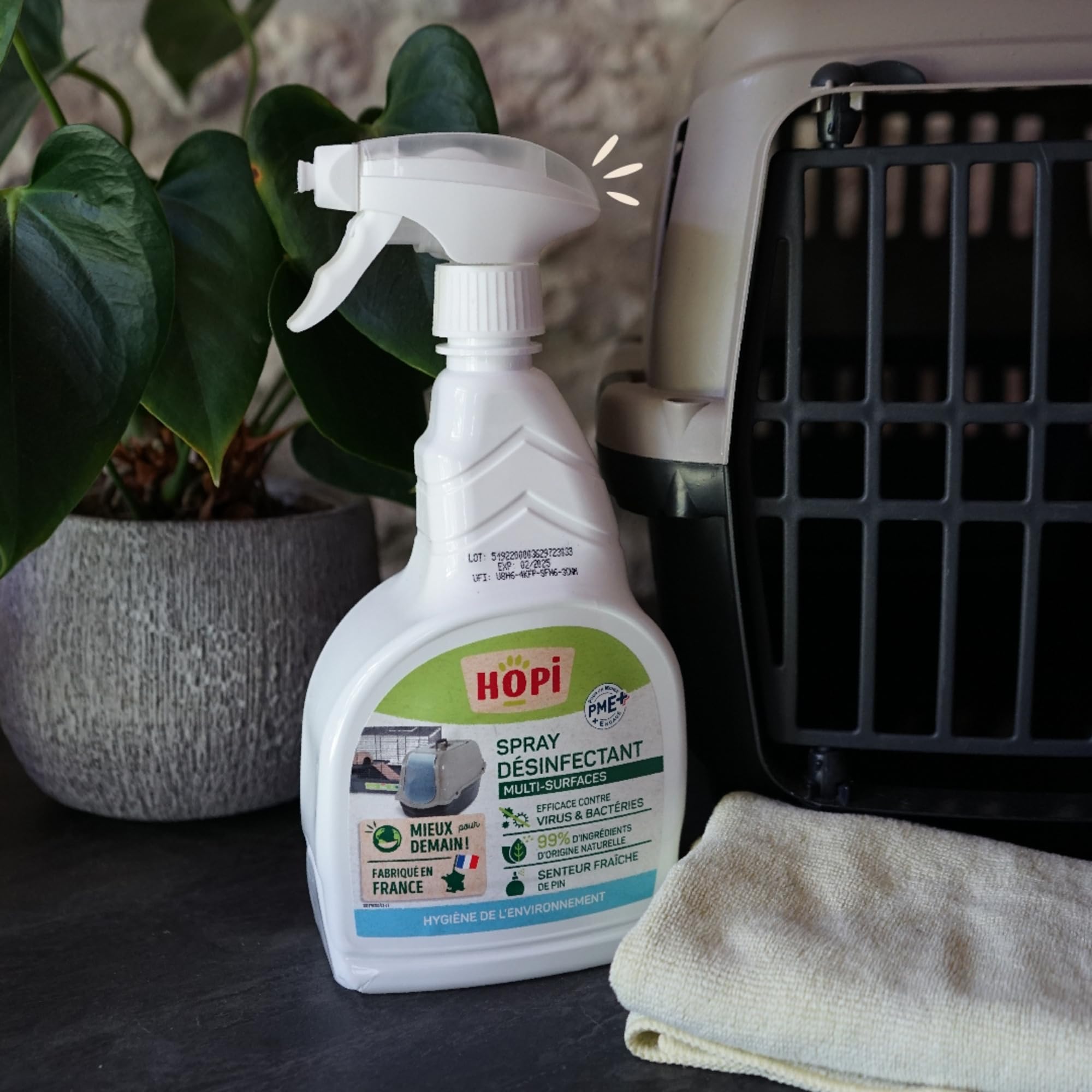 HOPI Spray Désinfectant Multifonctions - Nettoie et Désinfecte toutes les Surfaces - Odeur Fraîche de Pin - Preserve la qualité de l’air - Ingrédients d’Origine Naturelle - Fabriqué en France