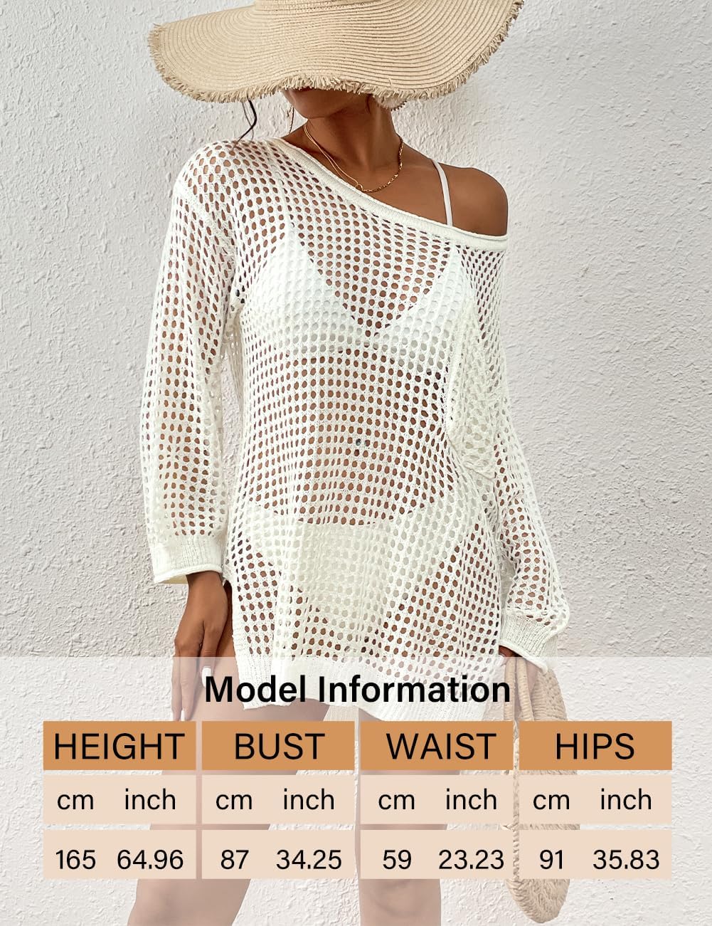 Bsubseach Crochet Cover Up for Swimwear Women Pool Swimsuit Coverup Long Sleeve Beach Knit Tops