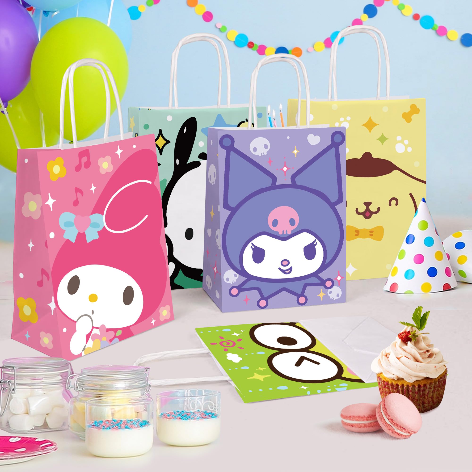 24 Pcs Birthday Party Favor Bags - Kraft Paper Goodie Bags With Handles For Kids