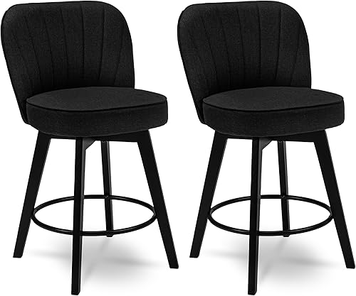 MINCETA Taburetes de mostrador, 26 pulgadas, 360 pulgadas, línea vertical giratoria gratuita, modernos taburetes de bar tapizados de altura de