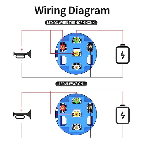 Miniatura 6 de DaierTek Interruptor de bocina de 0.630 in LED rojo interruptor de botón momentáneo marino 12 V impermeable metal bocina de aire botón para auto