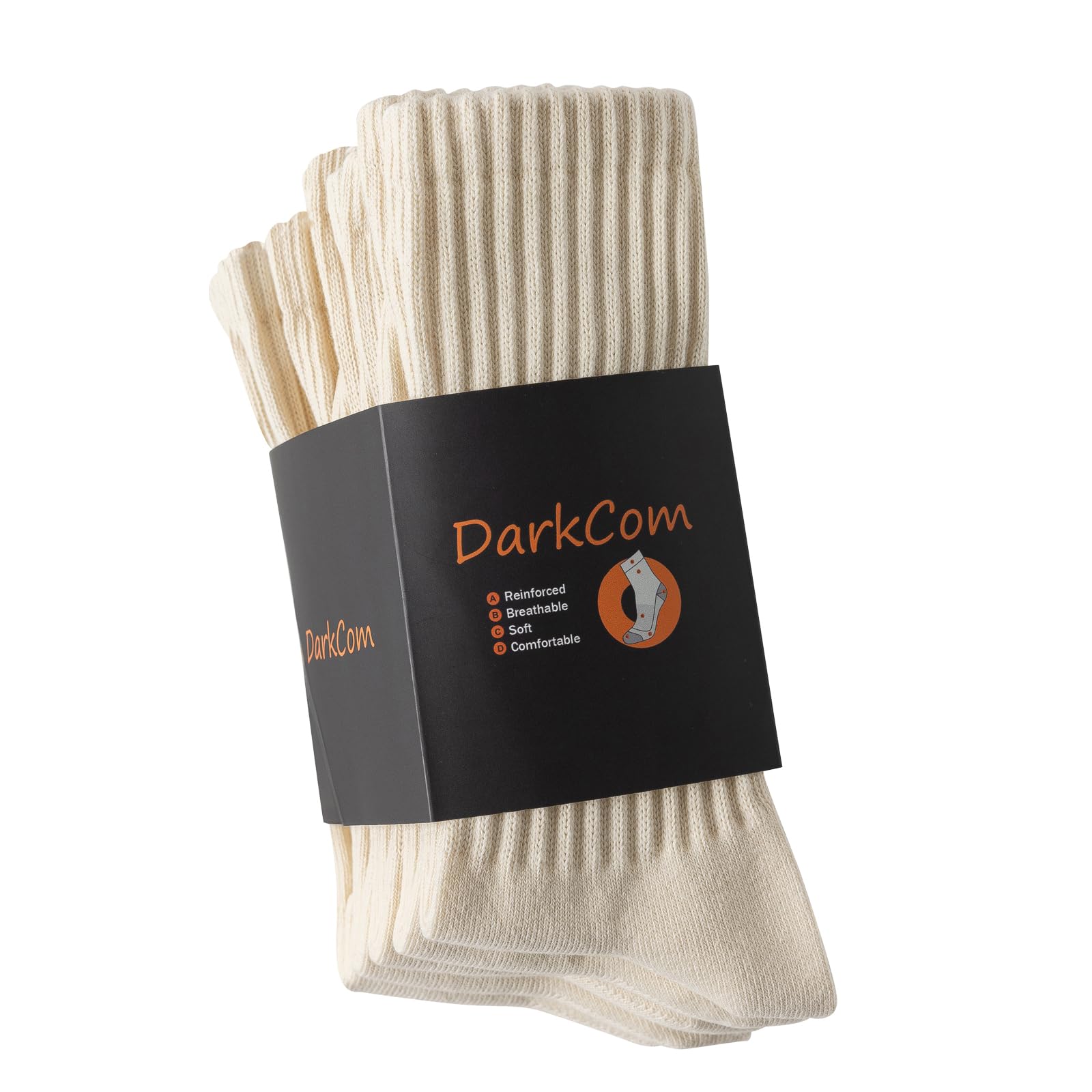 DarkCom Striped Crew Socks Seamless or Solid Cotton Tube Socks Casual Comfort 5 Pairs for Women and Men