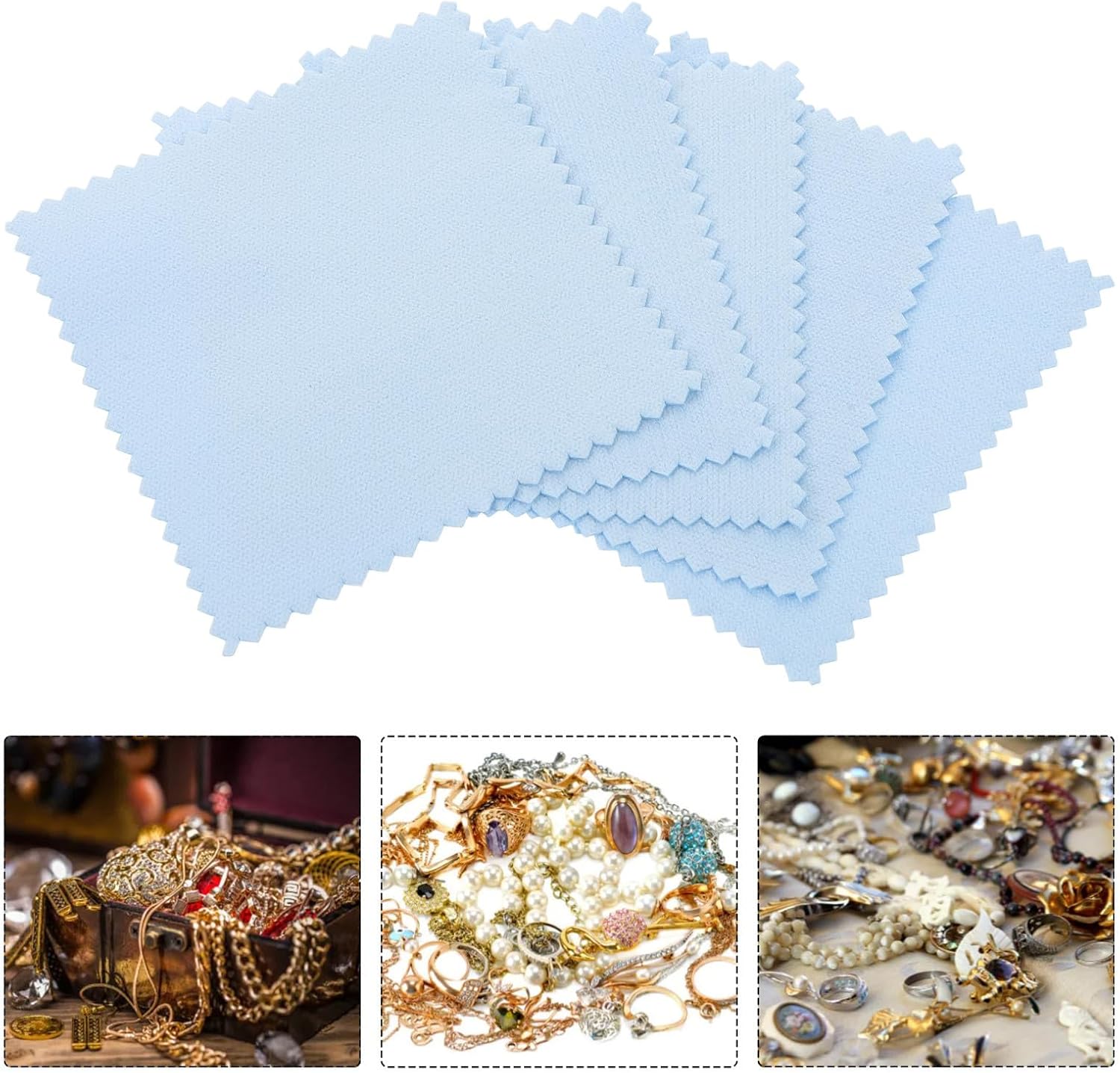 50pcs Jewelry Cleaning Cloth 8x8cm Suede for Necklaces