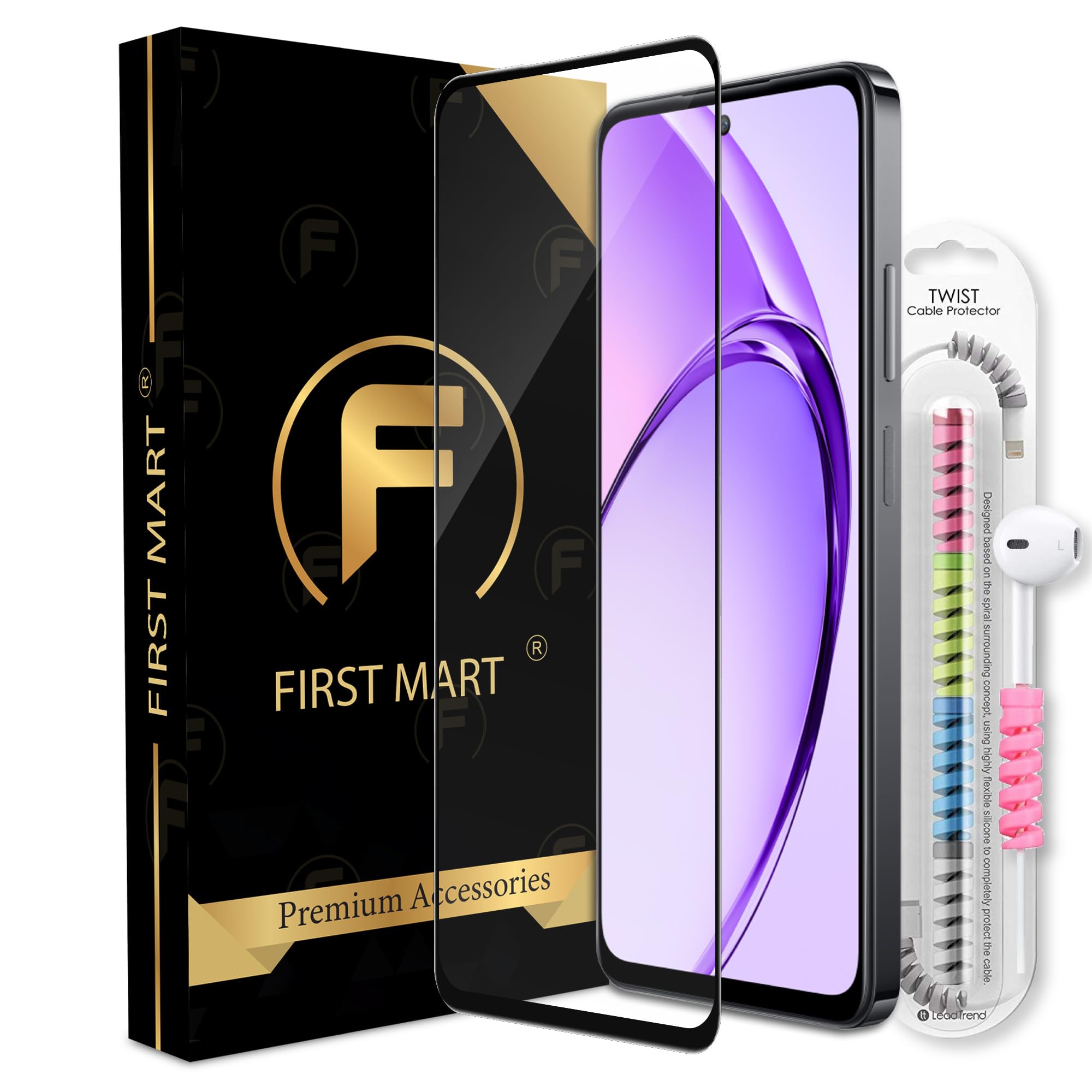 FIRST MART Premium Tempered Glass for Oppo A3 Pro 5G with Edge to Edge Coverage and Cable Protector and Easy Installation Kit, Pack of 1 (B0D7W3QT1V) Amazon Price History, Amazon Price Tracker