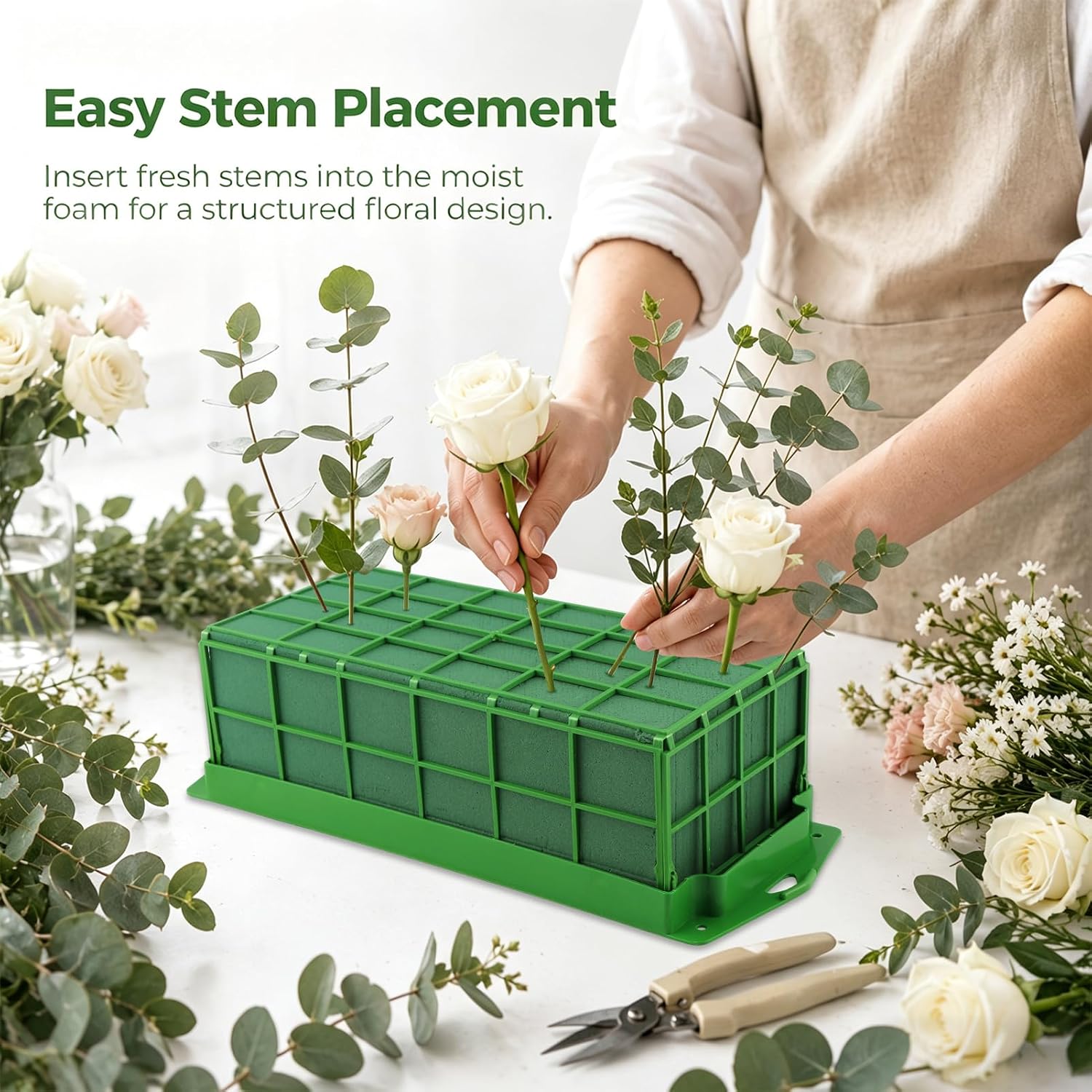2pcs Floral Foam Cage for Flowers, DIY Rectangle Foam Cage Holder for Artificial & Fresh Flowers Flowers Bowl Table Centerpiece Floral Arrangement for Wedding, Home Decor, Party