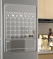 Vista 8 de Acrylic Magnetic Monthly Weekly Calendar for Fridge,2 Set Clear Magnetic Board Calendar for Fridge, Reusable Planner Whiteboard Calendar Includes 6