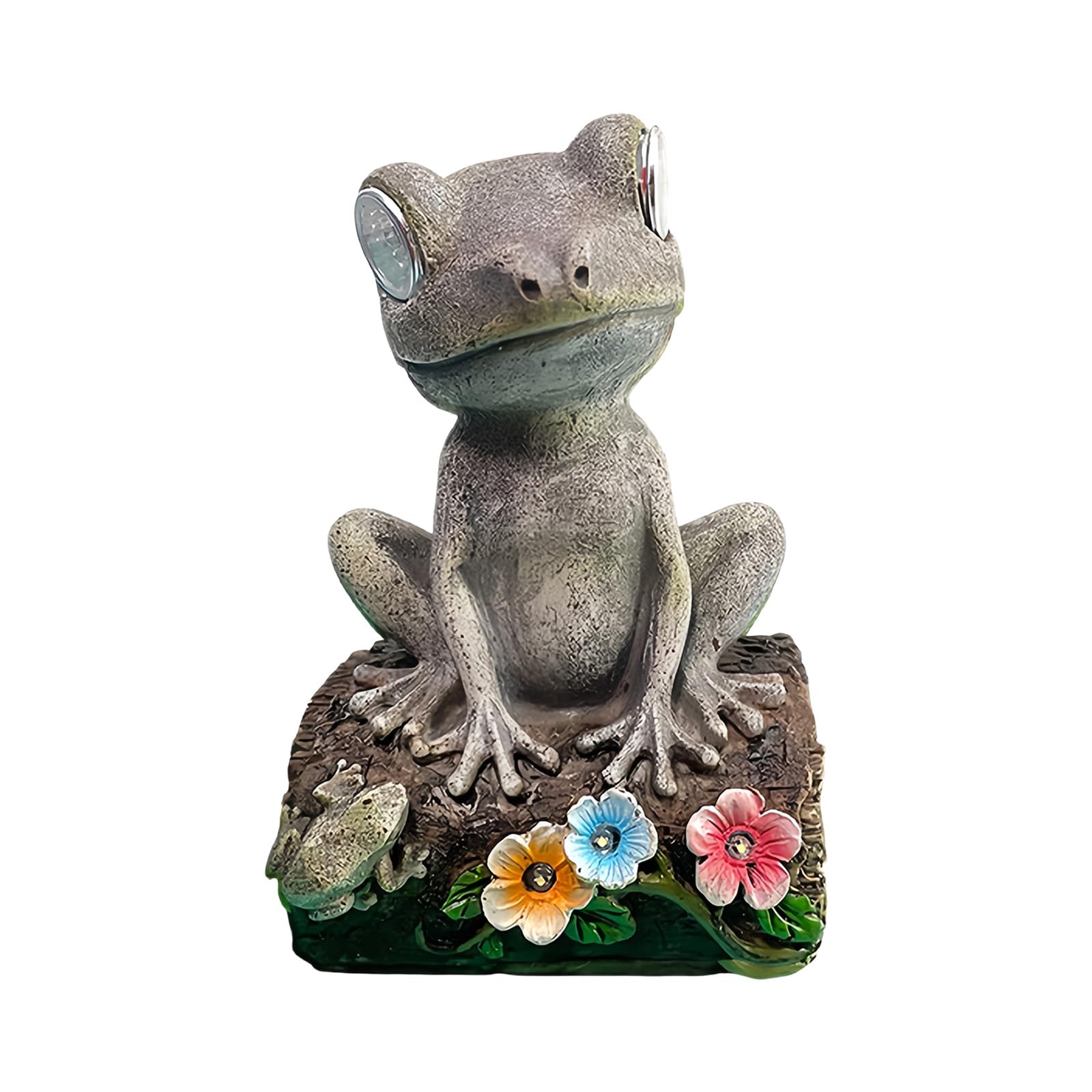 Solar Frogs Garden Statues Frogs Figurines Outdoor Decors with LED Light for Patios, Yard Lawns Ornament Birthday Gifts Outdoor Figurines Decorations