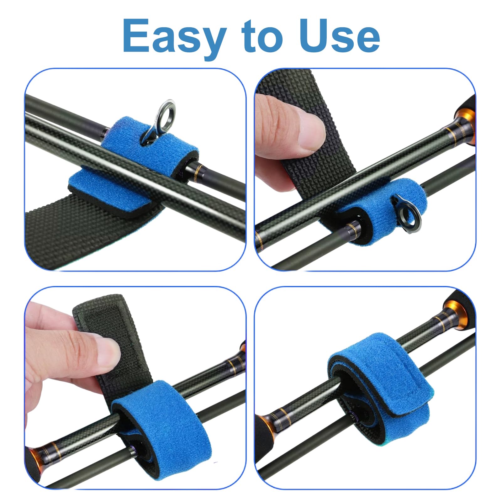 TAIXING 12Pcs Fishing Rod Straps, Adjustable Neoprene Ties Straps for Fishing Rod Fix, Elastic Fishing Rod Belt Ties, Gear Strap Spinning Rod Sea Rod Feeder Rod Carp Rod Wrap Protectors6 colors - Image 4