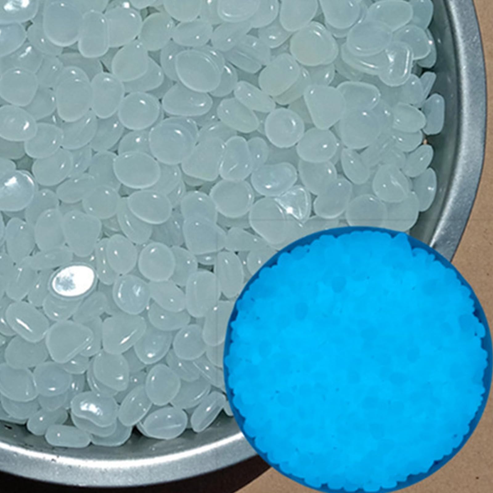 Pack da 300 Pietre Fluorescenti Ciottoli Luminescenti Bianchi per Giardino, Acquario, Decorazioni Esterne Sicuri, Atossici, Senza Odore