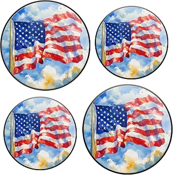Electric Stove Top Covers Set of 4 for Range Accessories, American Flag Under Blue Sky And White Clouds Gas Stove Top Covers for Expanding Counter Space Stovetop Decor