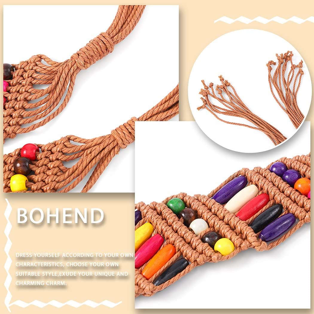 Bohend Boho Braided Belts Women Tie Colorful Western Woven Belt Wrap Rope Hippie Belts for Dresses image 3