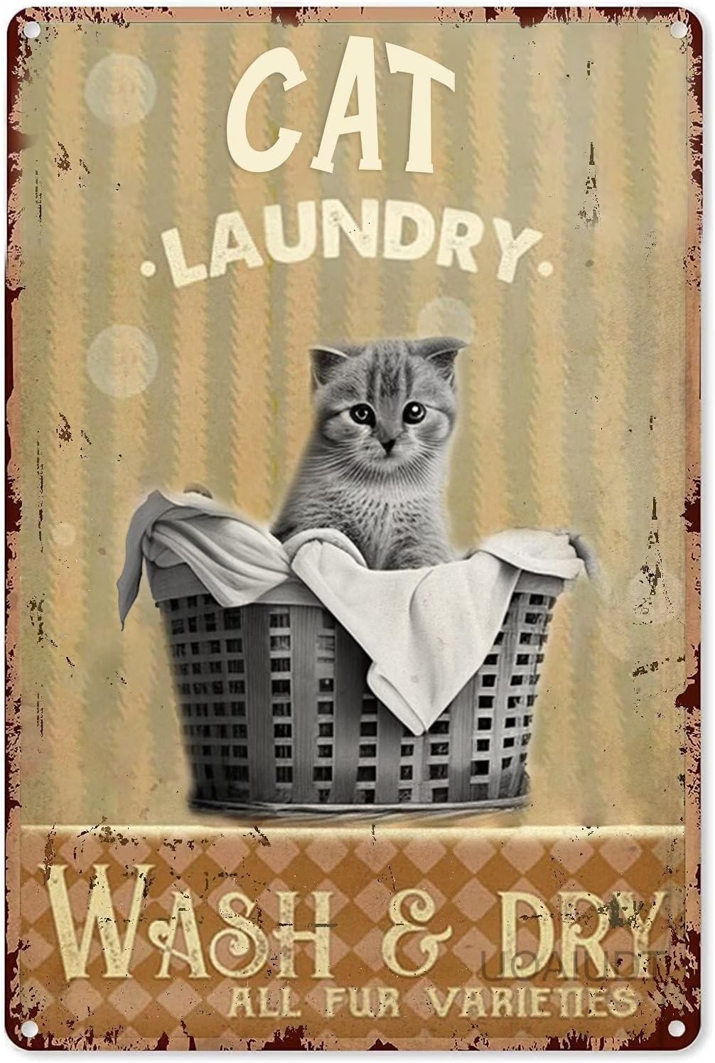 Amazon.com: Cat Canvas Wall Art Painting Cat Laundry Wash & Dry All Fur ...
