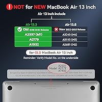 Vista 2 de EooCoo Funda rígida compatible con MacBook Air de 13.3 pulgadas M1 Chip 2021-2018 con pantalla Retina, funda protectora de plástico Air de 13.3