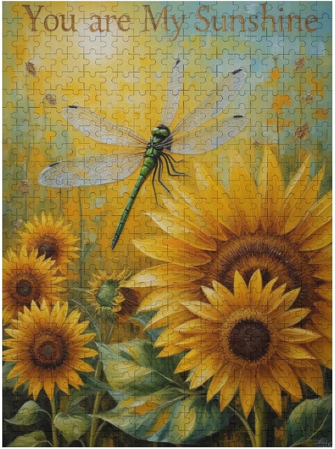 1000 Pieces Puzzle for Adults You are My Sunshine Dragonfly Sunflower Wooden Jigsaw Puzzles Adults Educational Teen Decompress Iq Challenge Game Home Decor
