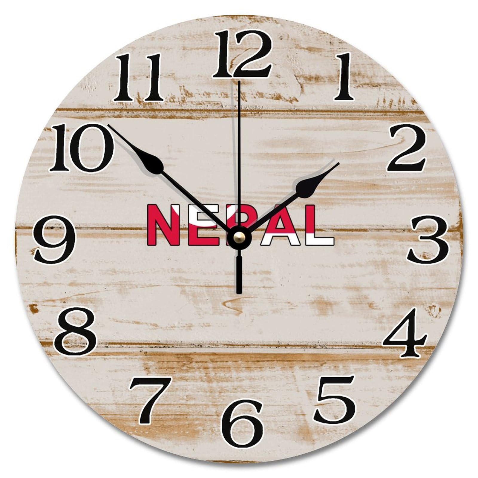 Horloge murale drapeau du Népal 25,4 cm pendule silencieuse