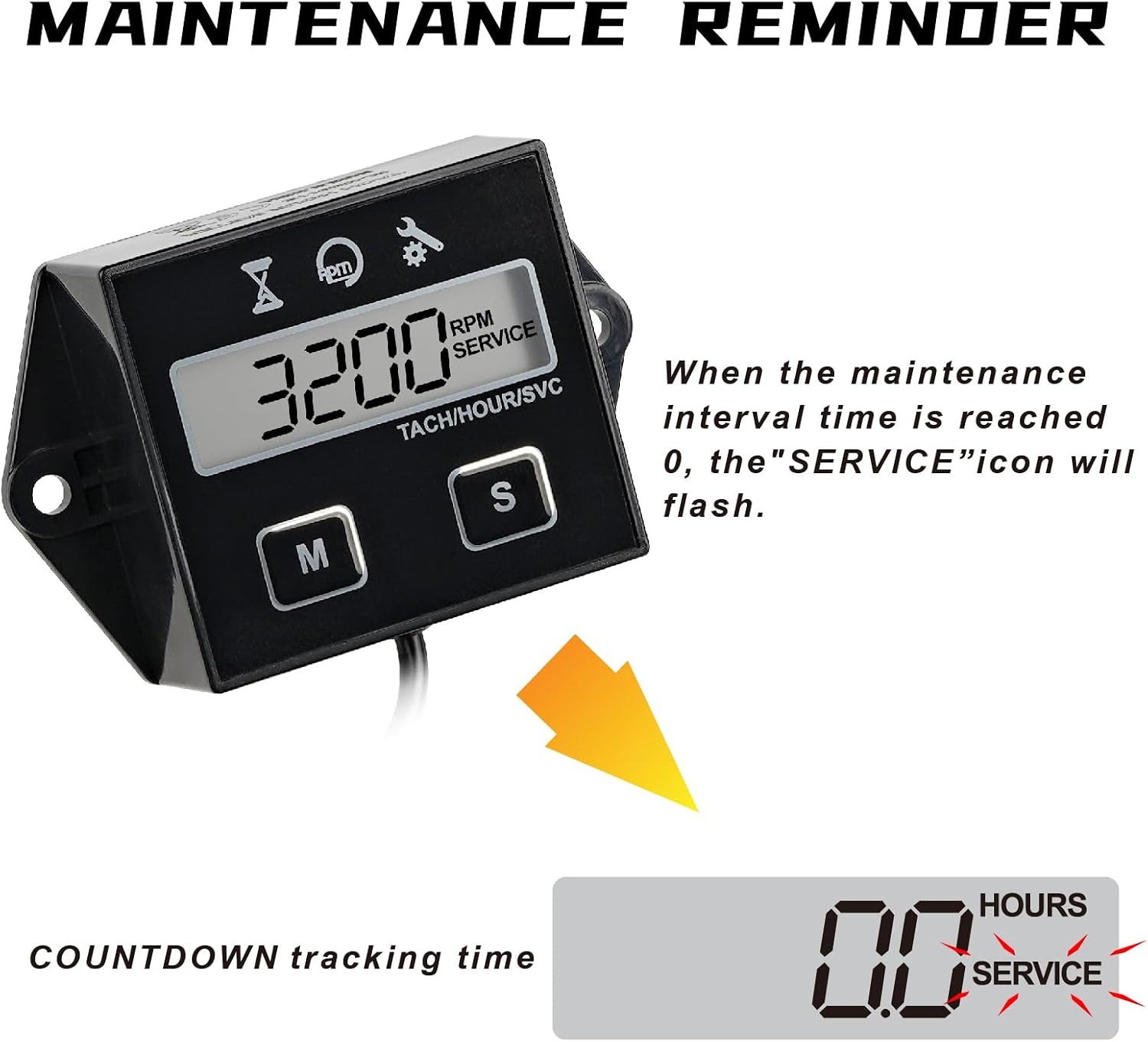 Jayron Digital Tachometer Maintenance Reminder,User Shutdown,Use for ZTR Lawn Mower Tractor Generator Marine Outboard ATV Motor Snowmobile and Gas Powered Equipment