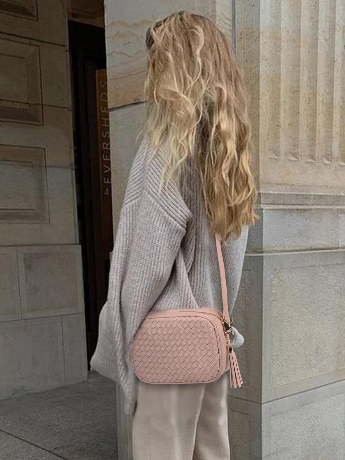 AFKOMST Woven Crossbody Bags for Women Small Summer Purse and Boho Cross Body Handbag with Tassel, Vegen Leather | Fit Long Wallet, Spacious Room - Image 2