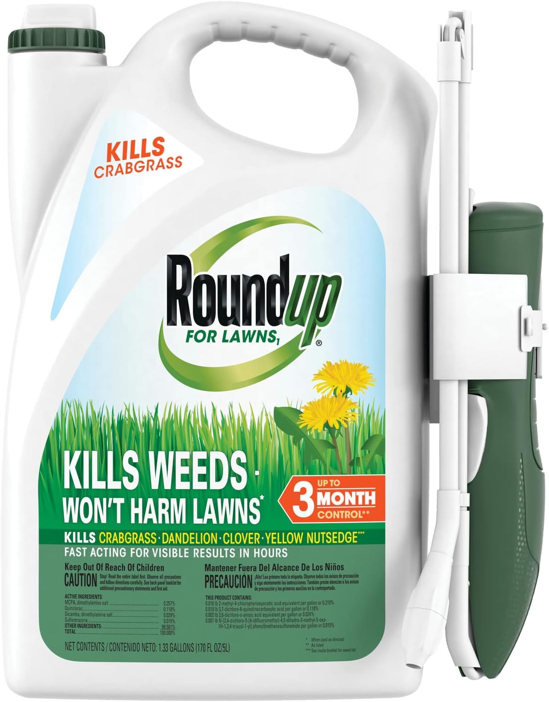 For Lawns₁ Ready-To-Use with Extend Wand, Tough Weed Killer for Use on Northern Grasses, 1.33 gal.