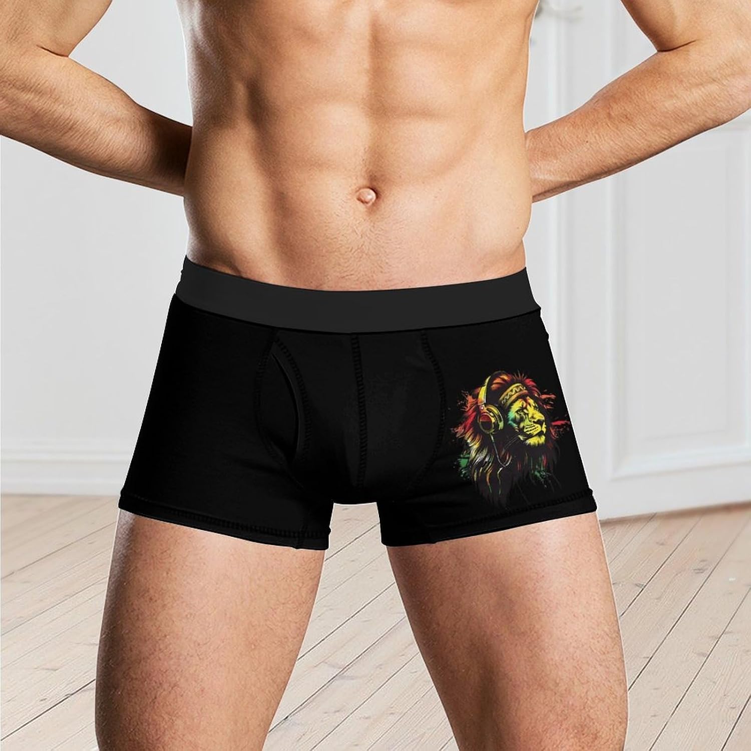 Rasta Reggae Music Jamaican Lion Mens Boxer Briefs Breathable Underwear Trunks Short Pants