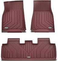 Vista 1 de YHTAUTO Alfombrillas de Piso de Coche de Ajuste Personalizado Rojo Claro para Tesla Model Y 2025-2020 (5 Asientos) No para Juniper, 1ra y 2da Fila