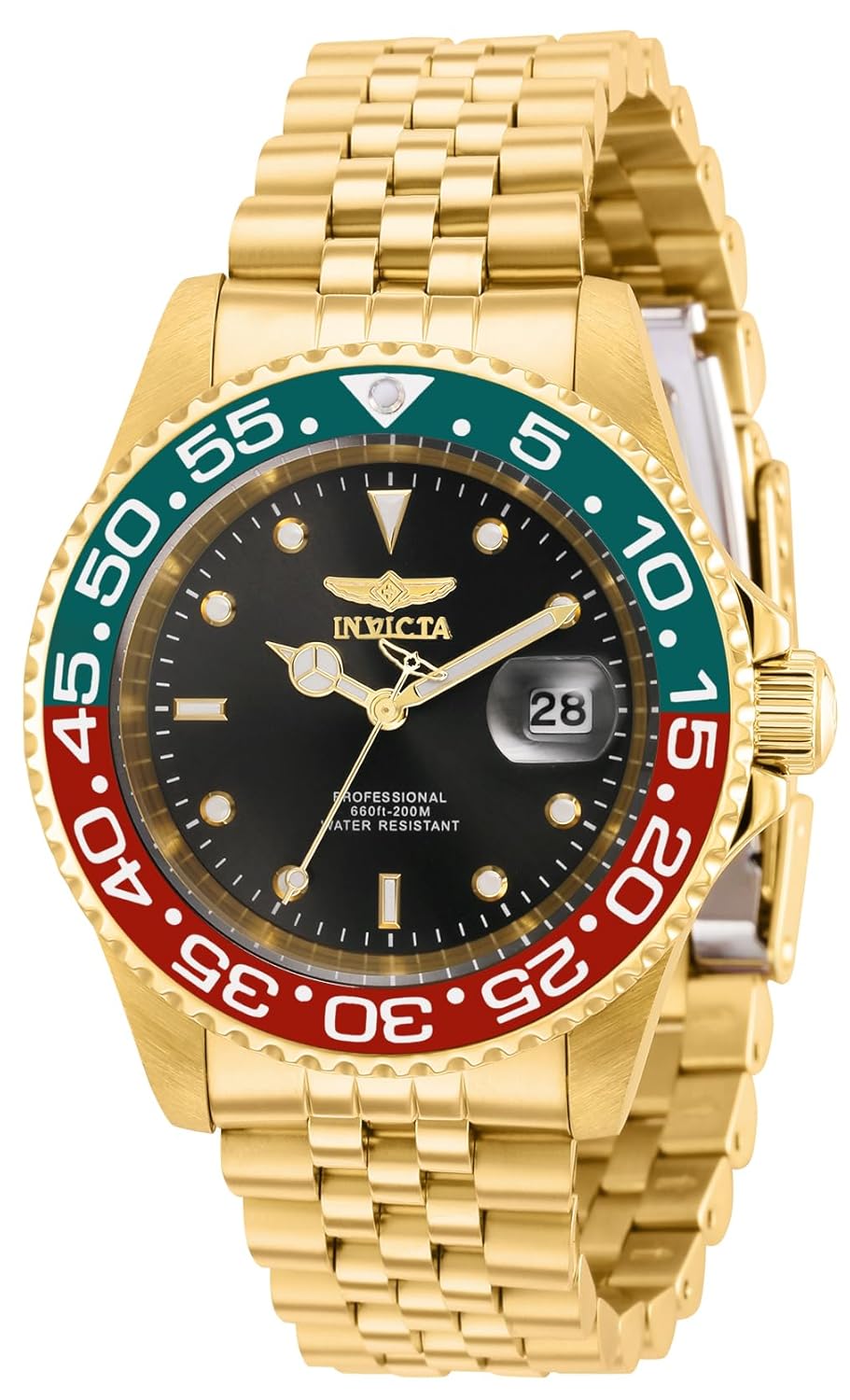 Invicta Stainless Steel Analog Black Dial Men Watch-36041, Gold Band Invicta Stainless Steel Analog Black Dial Men Watch-36041, Gold Band