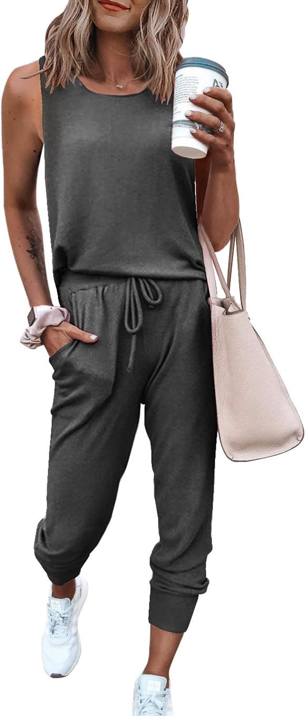 PRETTYGARDEN Women's Two Piece Outfit Sets Casual Summer Sleeveless Matching Lounge Wear Spring Travel Clothes Tracksuit