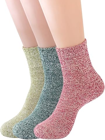 3 calcetines térmicos de punto para mujer, calcetines suaves y peludos para invierno, mezcla cálida similar a la lana, acogedor otoño y clima frío esencial
