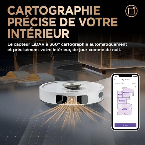 Shark PowerDetect Aspirateur Robot Laveur – Base autovideuse nettoyante de 60 jours – Navigation 3D LiDAR – WiFi/App – 1 cartouche anti-odeur, 3 pads standard et 1 anti-microbien, 1 brosse – Blanc - 10