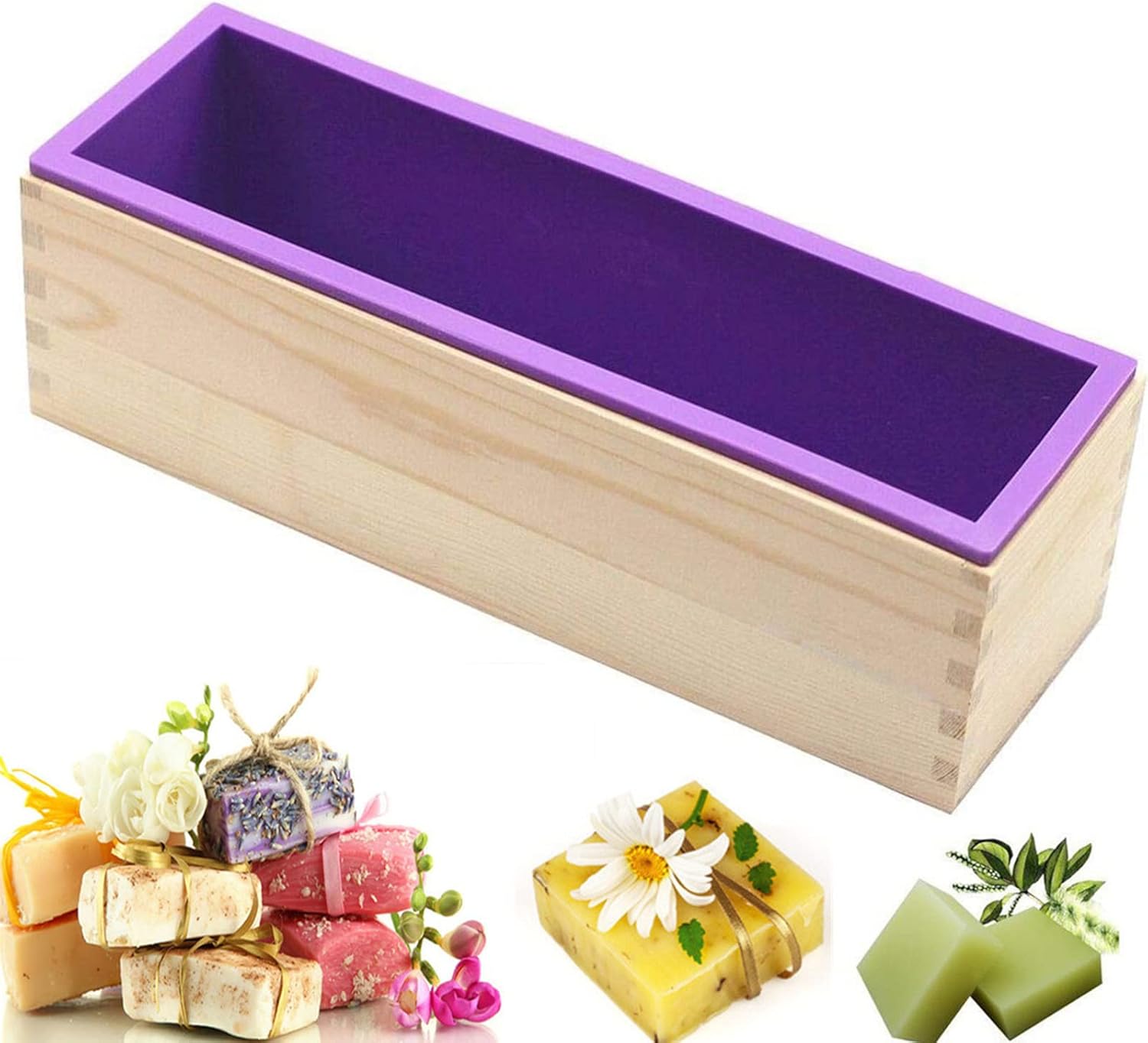 Flexible Rectangular Soap Silicone Loaf Wood Box for Soap Making