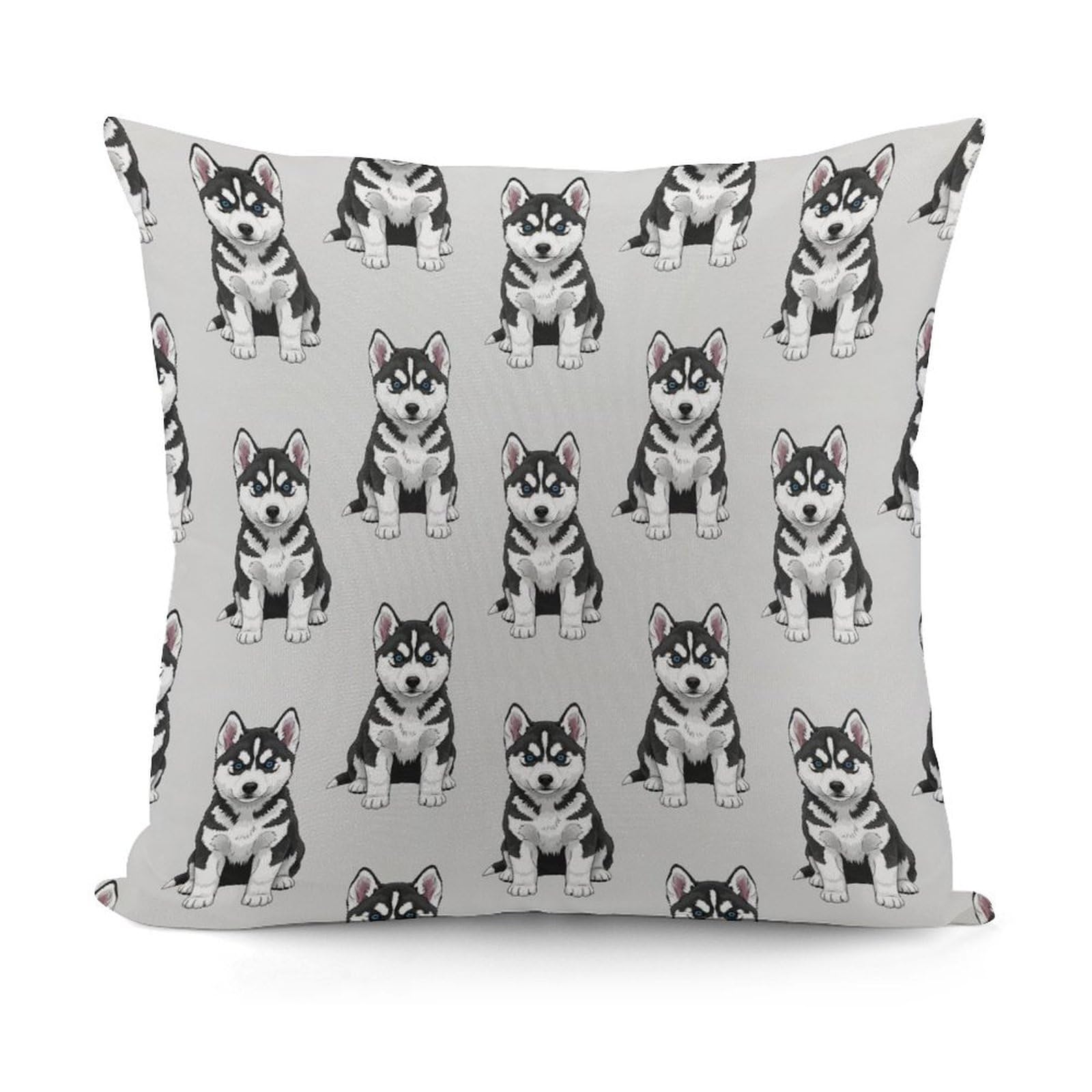 Smazdfxx Picture(45) Soft Andffy Siberian Husky Puppy Dog Square Cushion Cover With Zipper For Sofa, Couch, Living Room Decorative